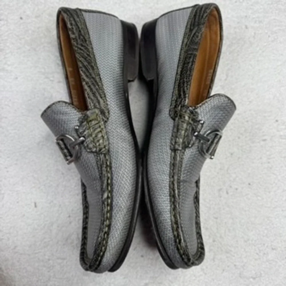 Donald Pliner Dacio Mens Gray Woven Buckle Loafer Dress Shoes Size 9‎